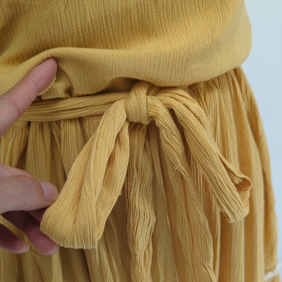 01386 Joie Embroidered Fringe A Line Midi Dress Yellow size 4 bohemian western - Picture 4 of 9